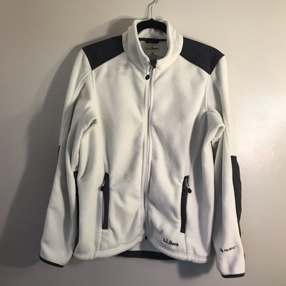 L.L. Bean Jackets & Blazers - LL Bean White fleece jacket size medium polartec